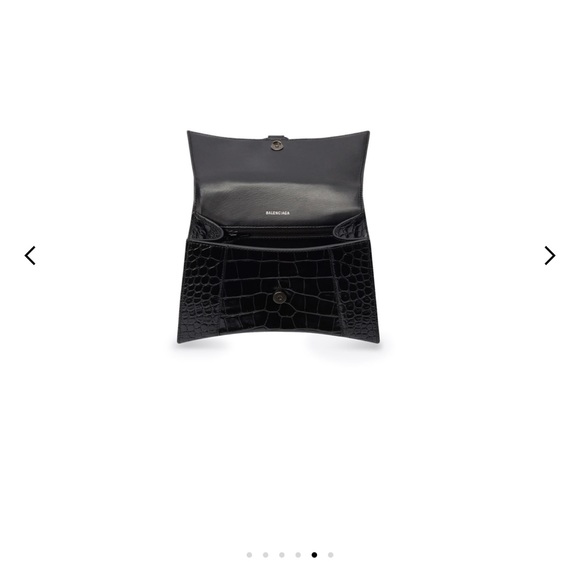 HOURGLASS XS HANDBAG CROCODILE EMBOSSED IN BLACK - Picture 3 of 6